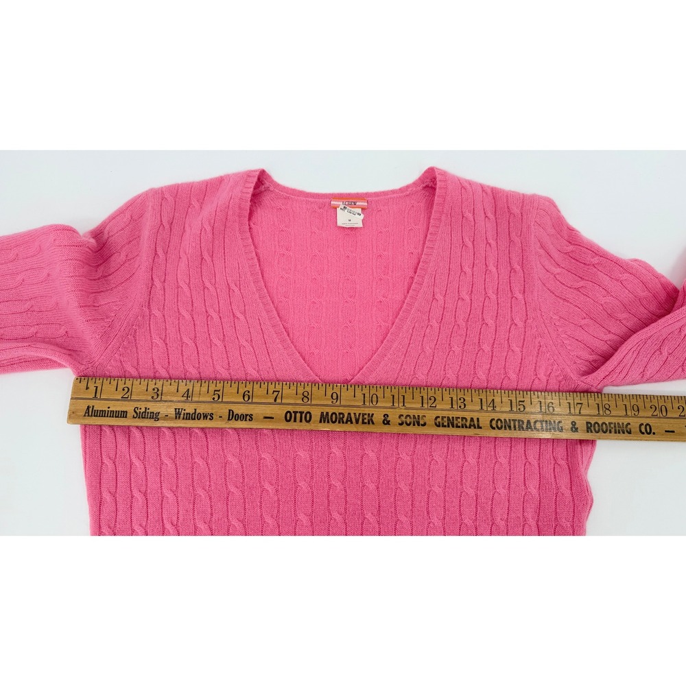 J.Crew Womens Pink 100% Cashmere Cable Knit V-Neck Sweater Medium - Picture 4 of 8